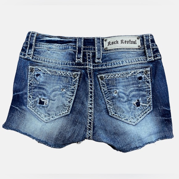 Rock Revival Evie Midrise Cutoff Jean Shorts Sz 26 - Picture 1 of 14